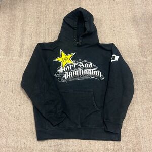 Vintage Rockstar Hart Huntington Hoodie Mens Medium Black 2000s Y2K Carey Hart
